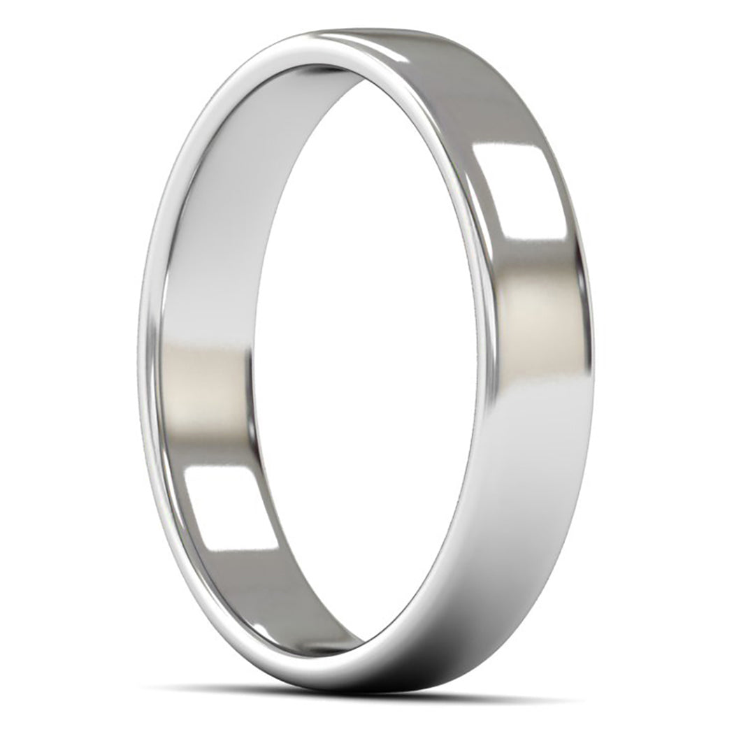 9ct White Fairtrade Gold 4mm Light Weight Cushion Court Wedding Ring