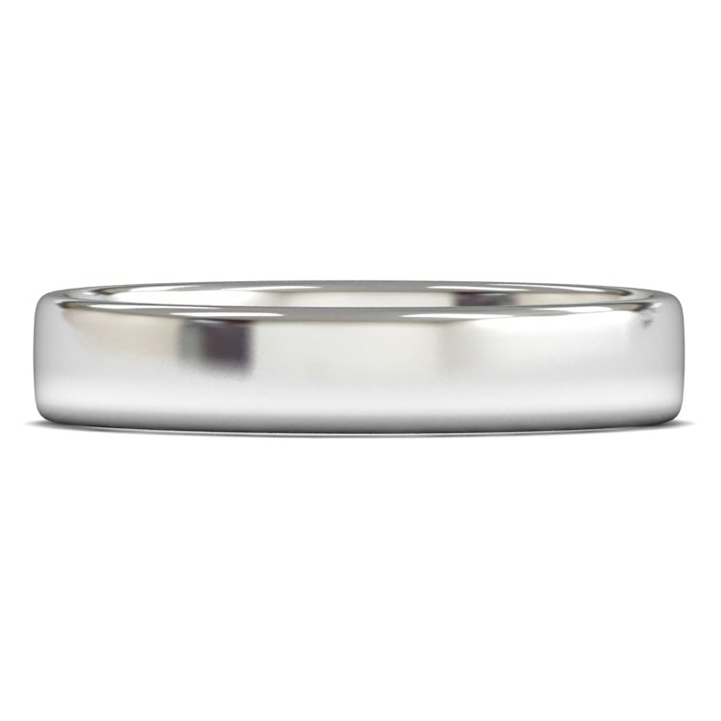 9ct White Fairtrade Gold 4mm Light Weight Cushion Court Wedding Ring