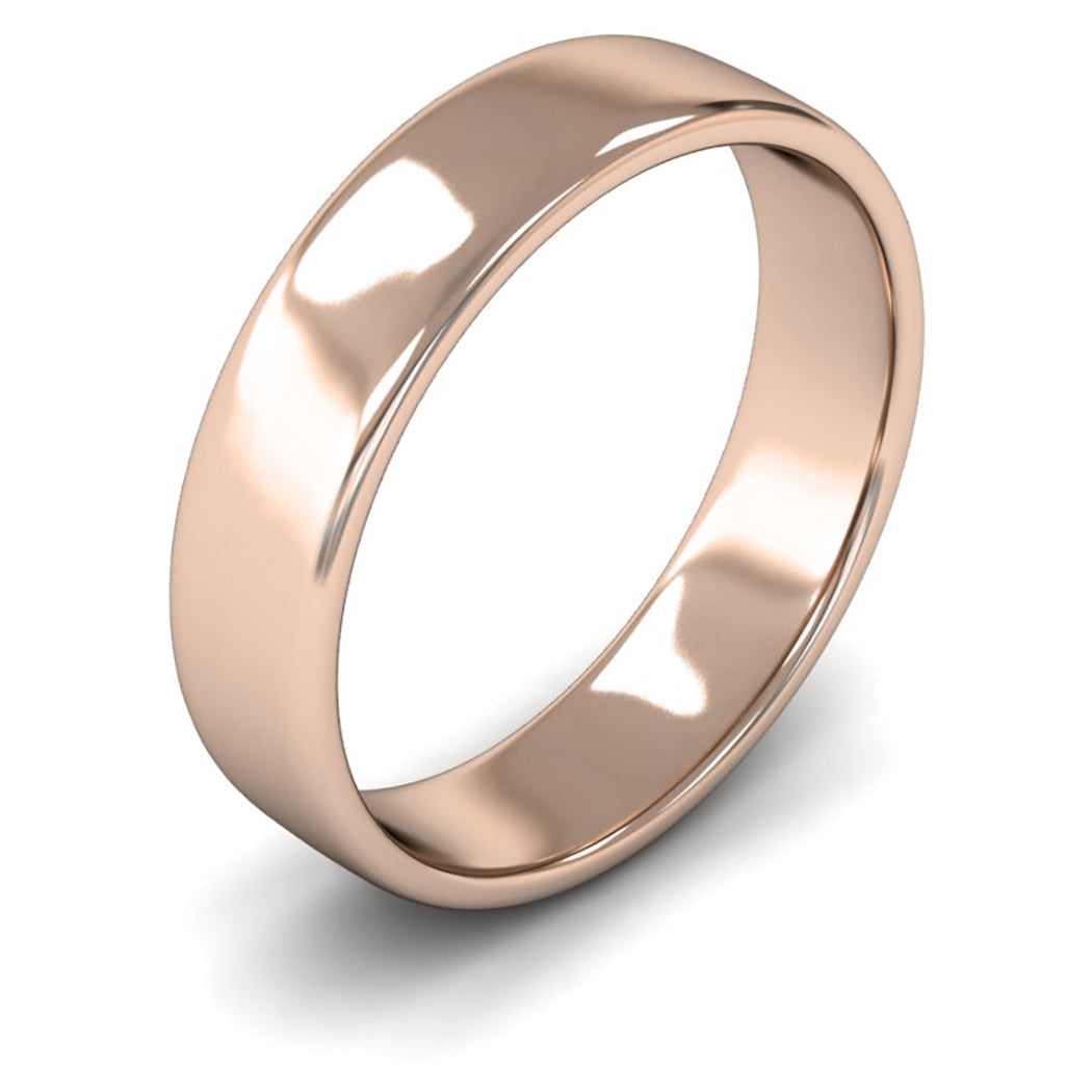 14ct Rose Gold 5mm Light Weight Cushion Court Wedding Ring