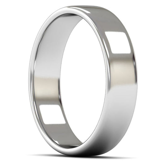 14ct White Gold 5mm Light Weight Cushion Court Wedding Ring