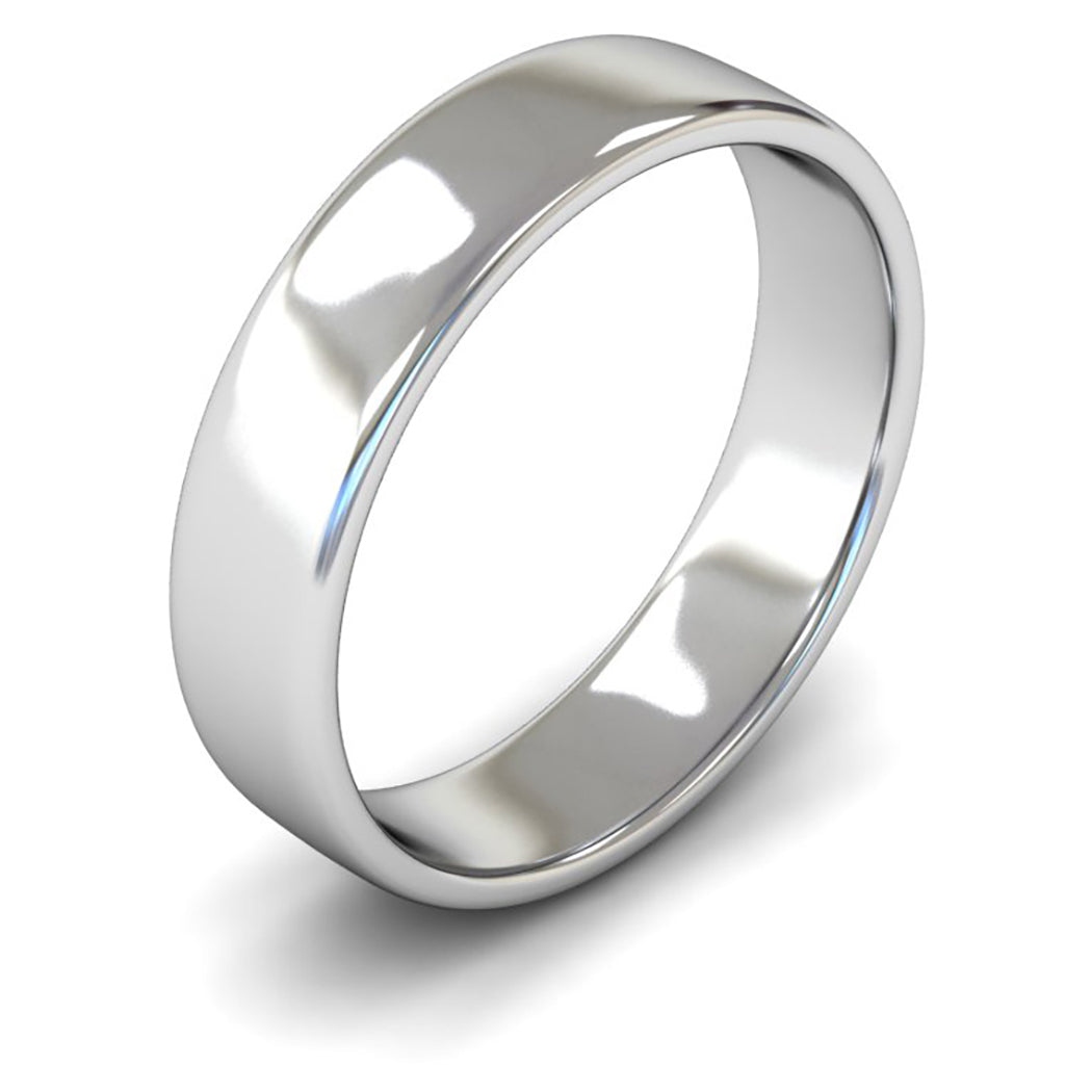 14ct White Gold 5mm Light Weight Cushion Court Wedding Ring