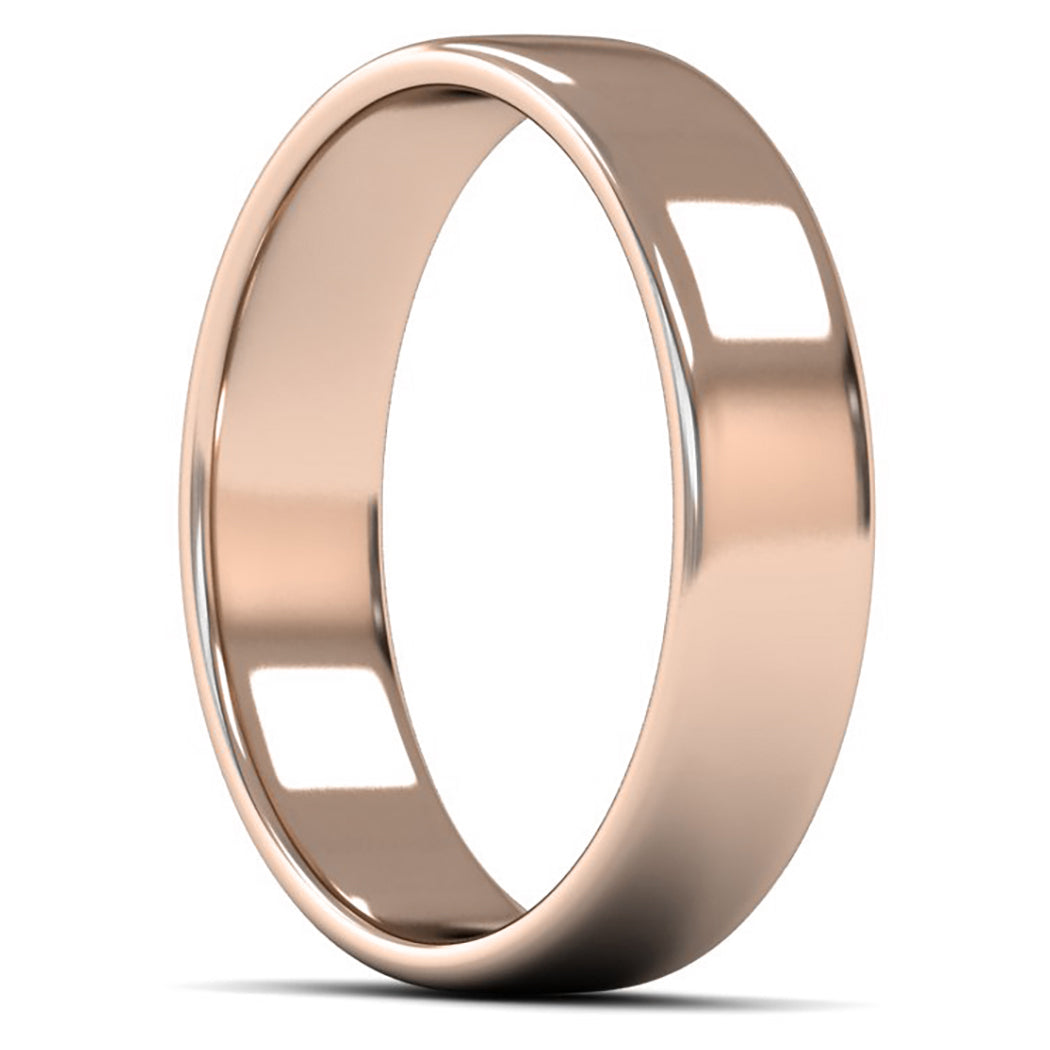 18ct Rose Fairtrade Gold 5mm Light Weight Cushion Court Wedding Ring