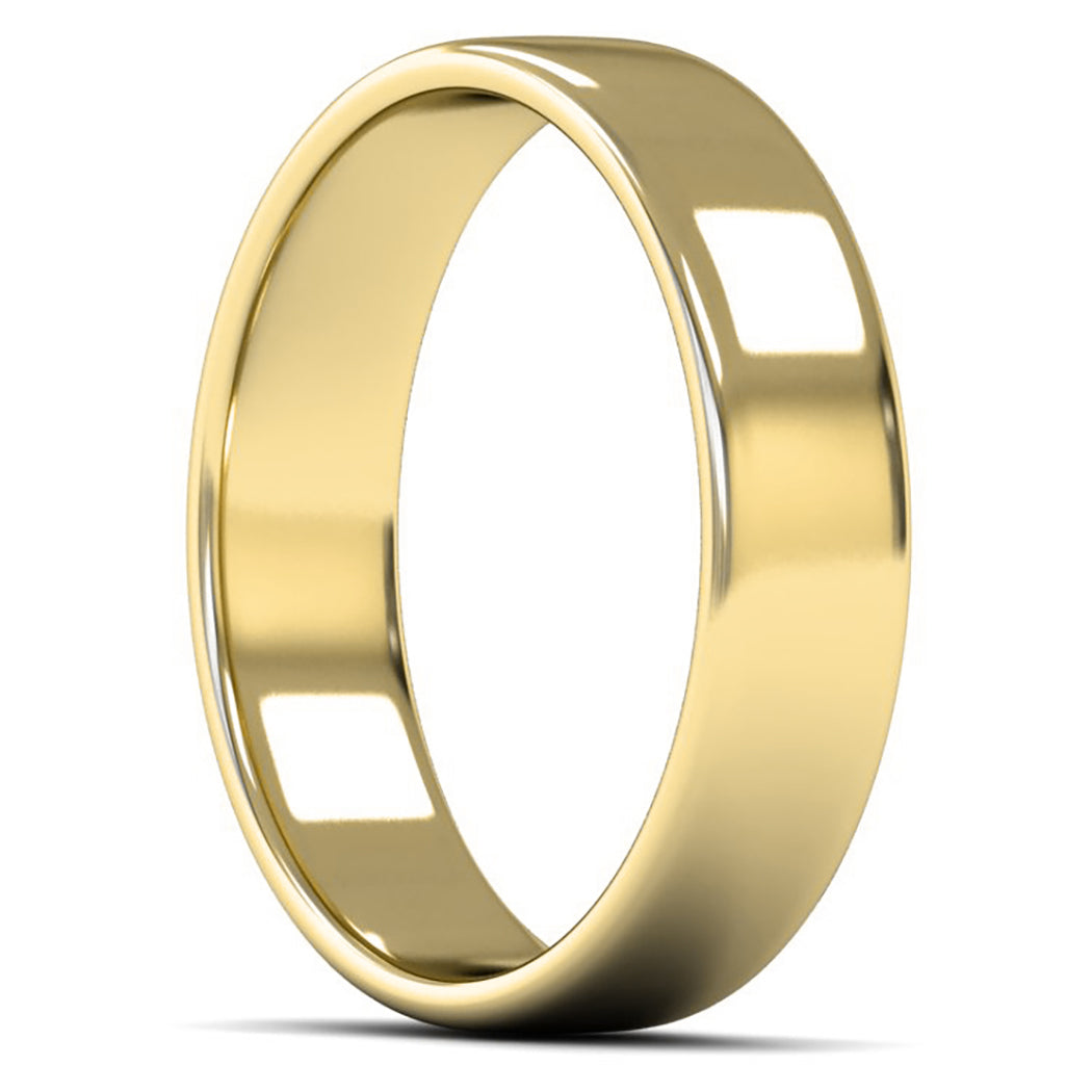18ct Yellow Gold 5mm Light Weight Cushion Court Wedding Ring