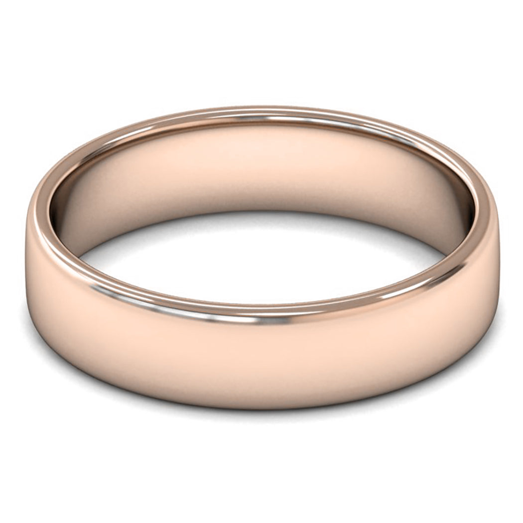 9ct Rose Gold 5mm Light Weight Cushion Court Wedding Ring