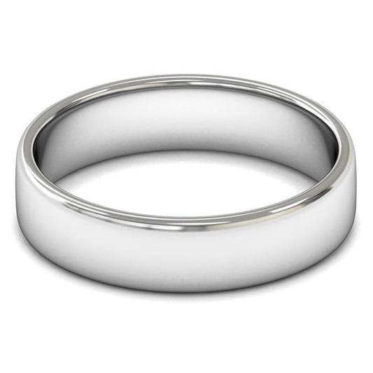 9ct White Fairtrade Gold 5mm Light Weight Cushion Court Wedding Ring