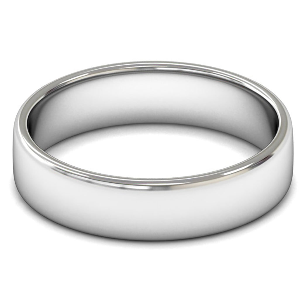 9ct White Gold 5mm Light Weight Cushion Court Wedding Ring