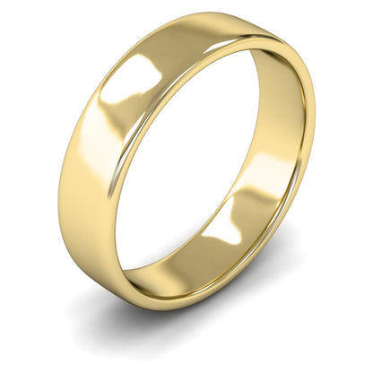 9ct Yellow Fairtrade Gold 5mm Light Weight Cushion Court Wedding Ring