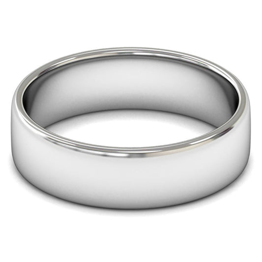 14ct White Gold 6mm Light Weight Cushion Court Wedding Ring