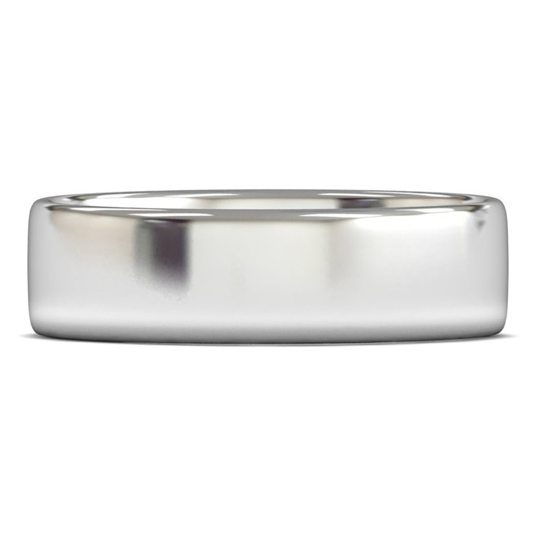 14ct White Gold 6mm Light Weight Cushion Court Wedding Ring