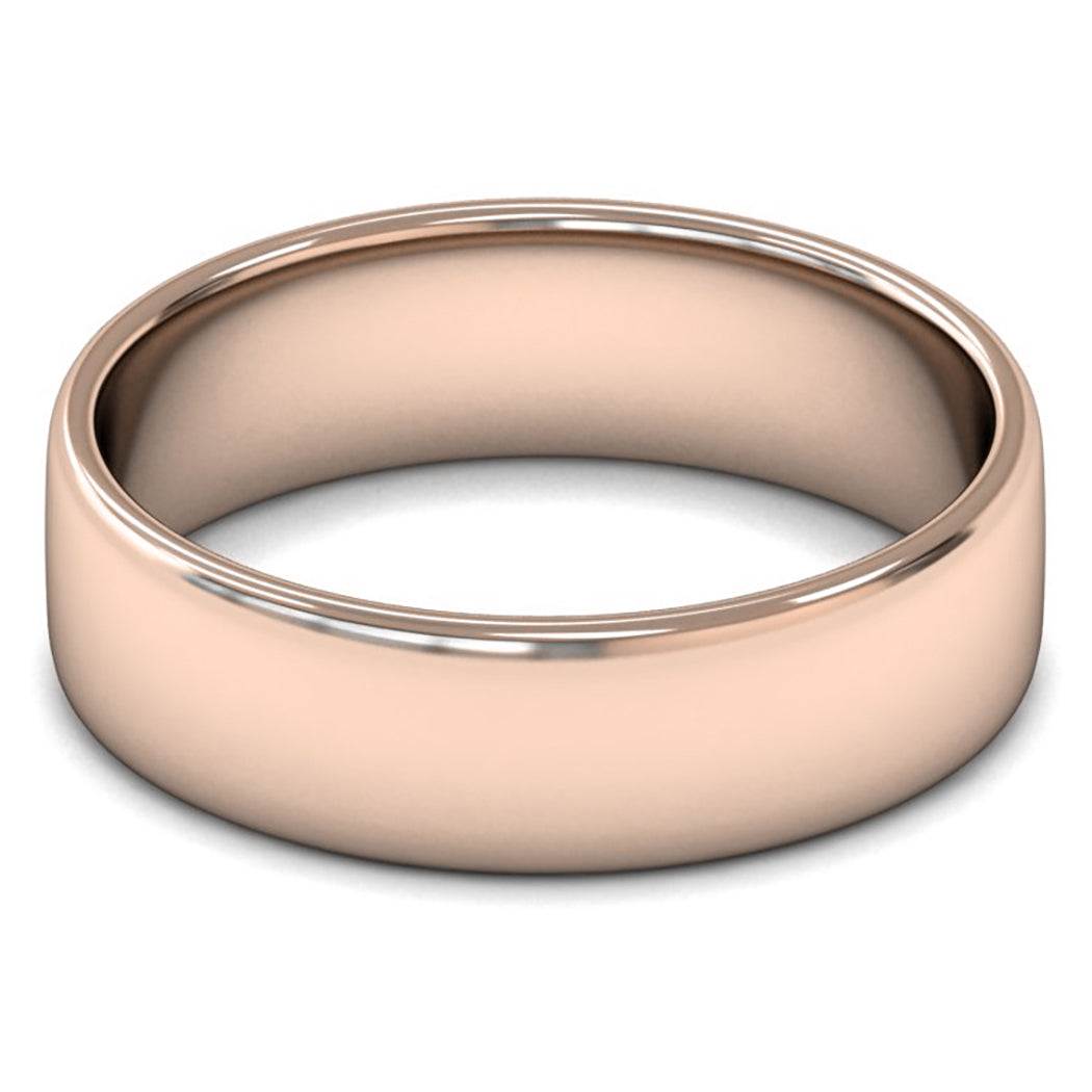 18ct Rose Fairtrade Gold 6mm Light Weight Cushion Court Wedding Ring