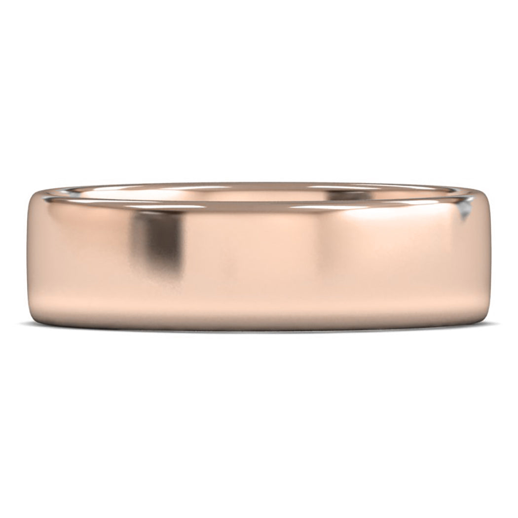 18ct Rose Fairtrade Gold 6mm Light Weight Cushion Court Wedding Ring