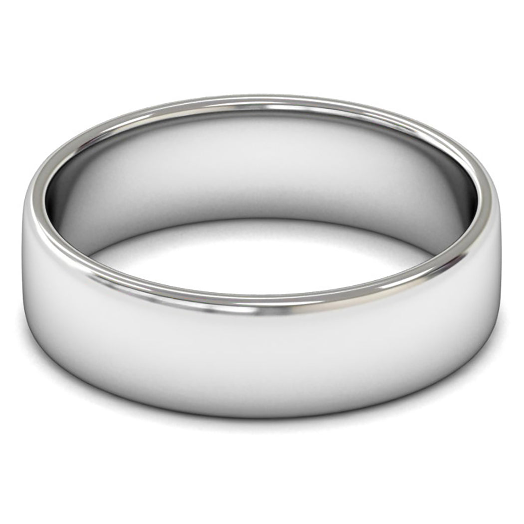 18ct White Fairtrade Gold 6mm Light Weight Cushion Court Wedding Ring