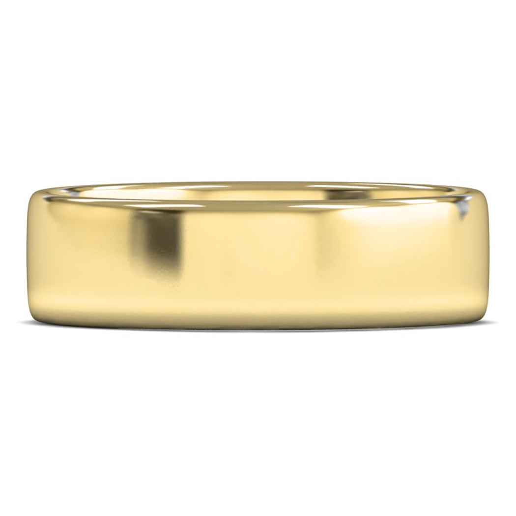 18ct Yellow Gold 6mm Light Weight Cushion Court Wedding Ring