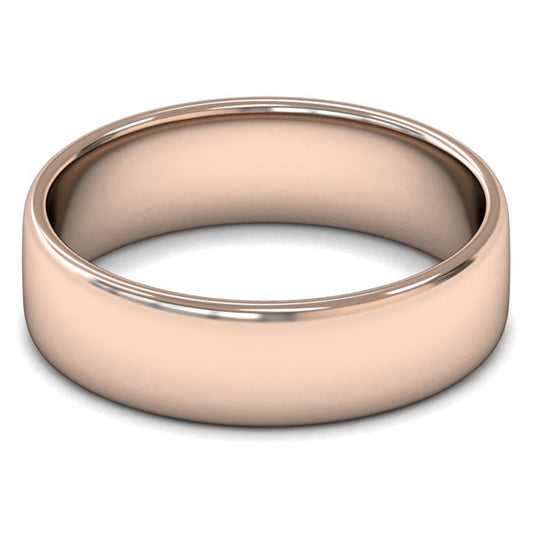 9ct Rose Gold 6mm Light Weight Cushion Court Wedding Ring