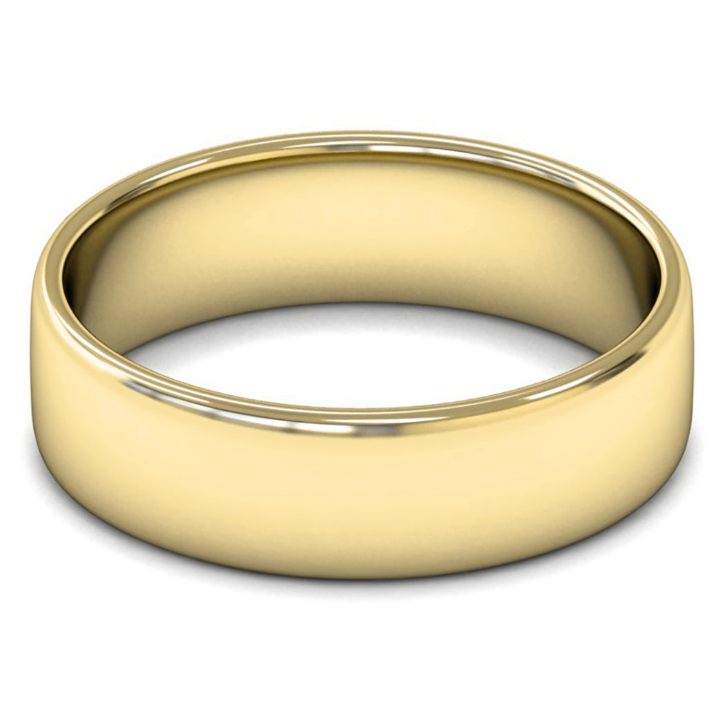 9ct Yellow Gold 6mm Light Weight Cushion Court Wedding Ring