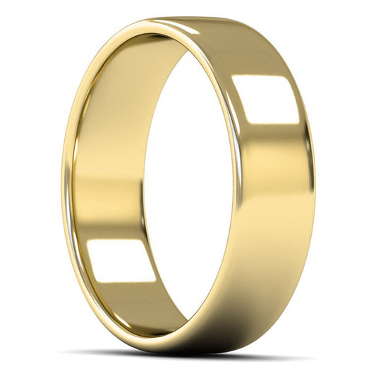 9ct Yellow Gold 6mm Light Weight Cushion Court Wedding Ring