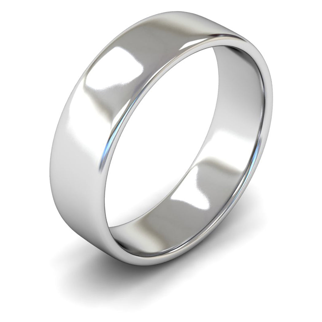 Platinum 950 6mm Light Weight Cushion Court Wedding Ring