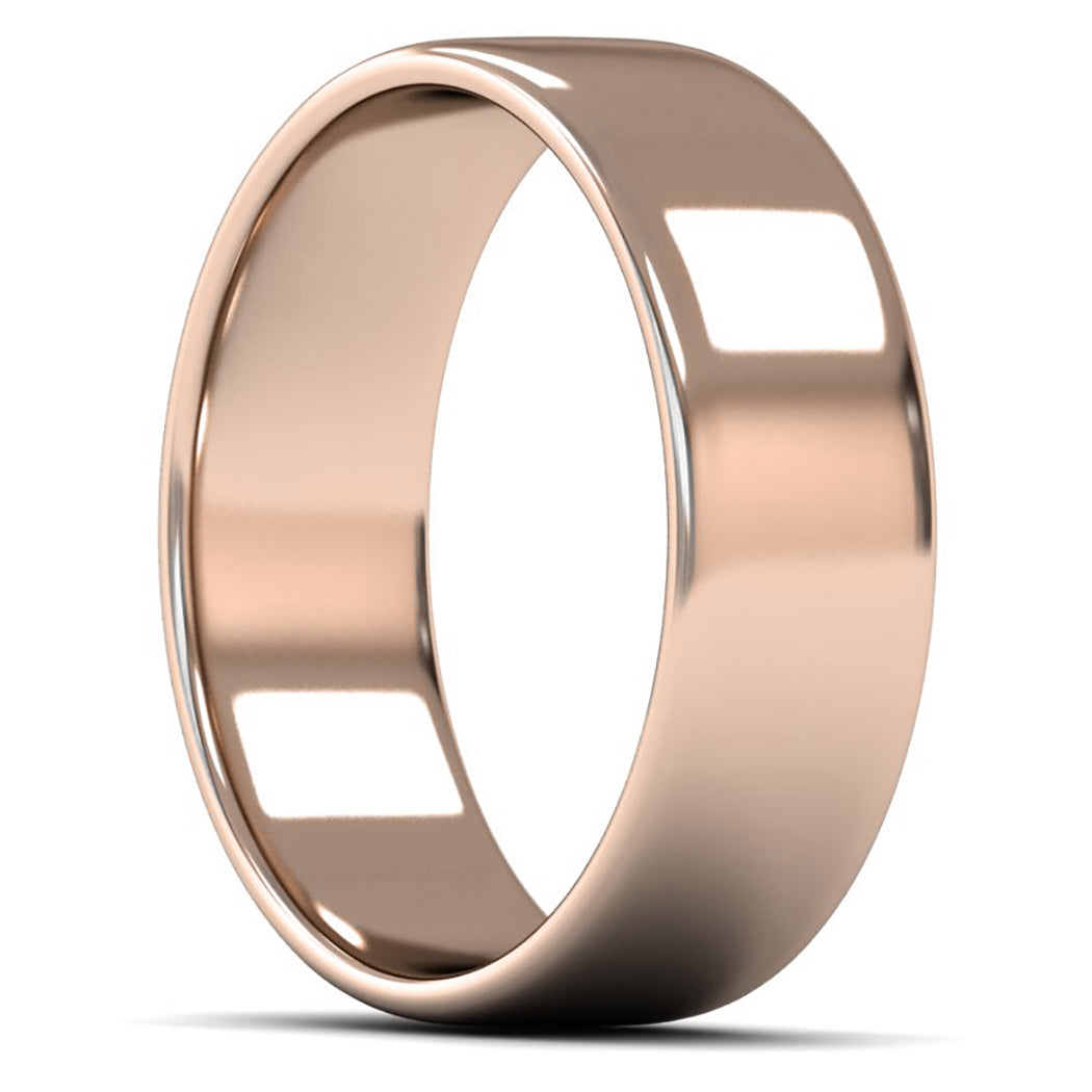 14ct Rose Gold 7mm Light Weight Cushion Court Wedding Ring