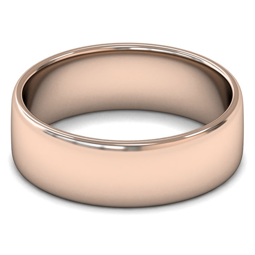 9ct Rose Gold 7mm Light Weight Cushion Court Wedding Ring