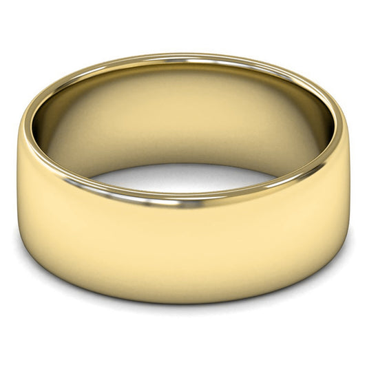 14ct Yellow Fairtrade Gold 8mm Light Weight Cushion Court Wedding Ring
