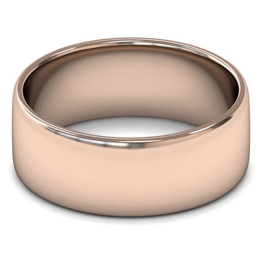 18ct Rose Gold 8mm Light Weight Cushion Court Wedding Ring