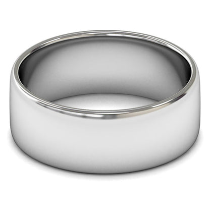 18ct White Fairtrade Gold 8mm Light Weight Cushion Court Wedding Ring