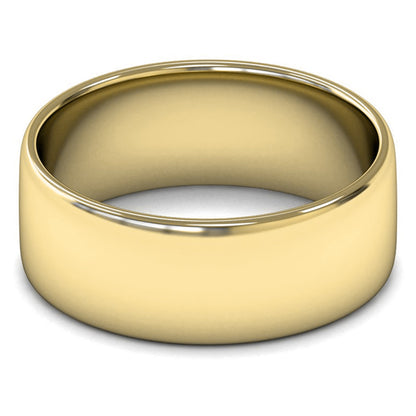 18ct Yellow Fairtrade Gold 8mm Light Weight Cushion Court Wedding Ring