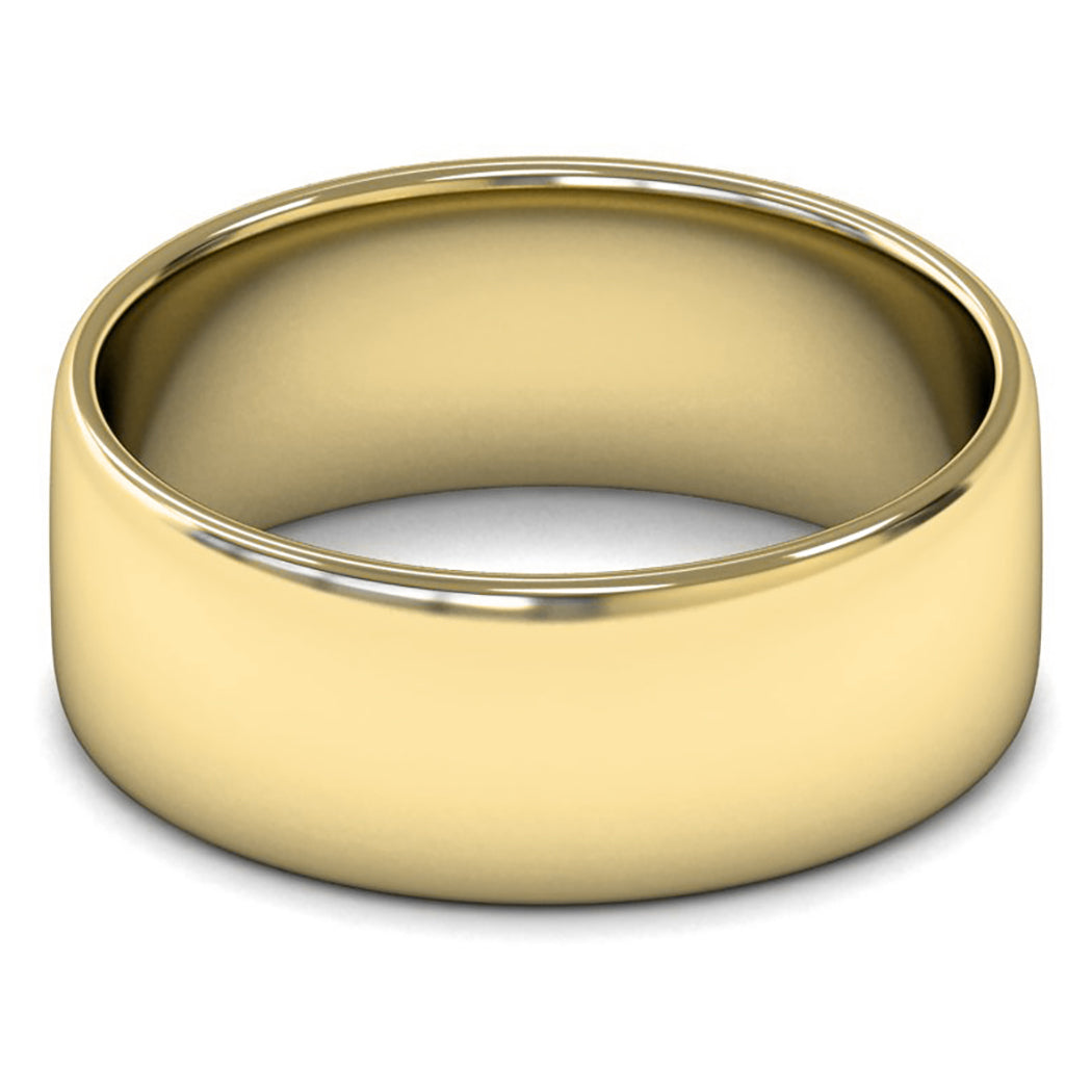 9ct Yellow Fairtrade Gold 8mm Light Weight Cushion Court Wedding Ring