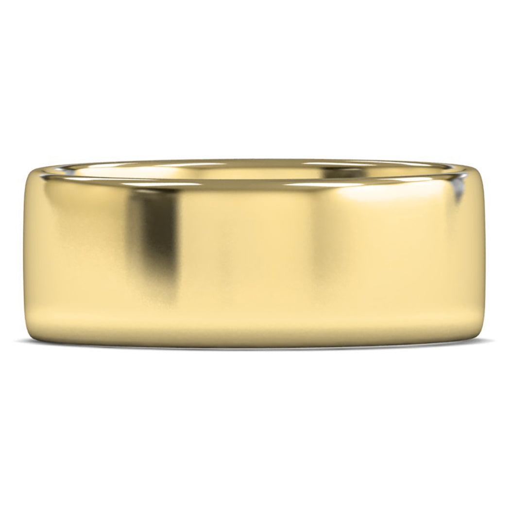 9ct Yellow Gold 8mm Light Weight Cushion Court Wedding Ring