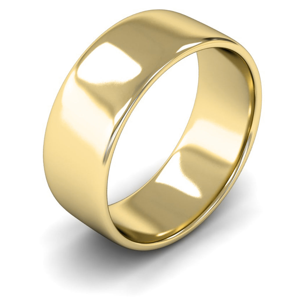9ct Yellow Gold 8mm Light Weight Cushion Court Wedding Ring
