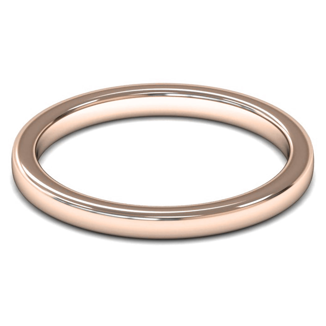 14ct Rose Gold 2mm Medium Weight Cushion Court Wedding Ring
