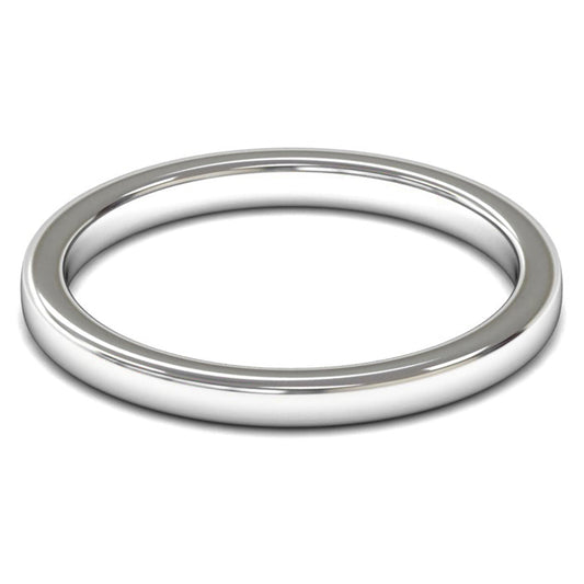 14ct White Fairtrade Gold 2mm Medium Weight Cushion Court Wedding Ring