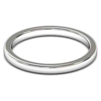 14ct White Gold 2mm Medium Weight Cushion Court Wedding Ring