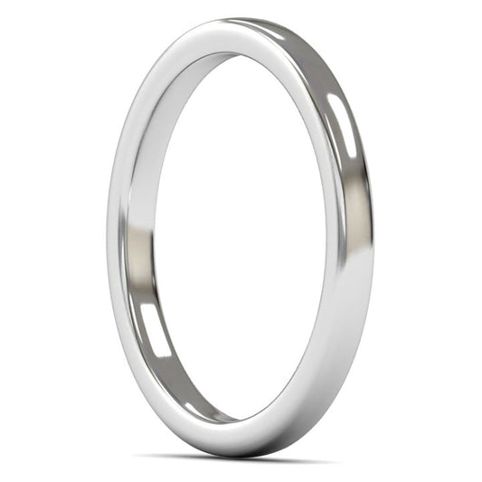 14ct White Fairtrade Gold 2mm Medium Weight Cushion Court Wedding Ring