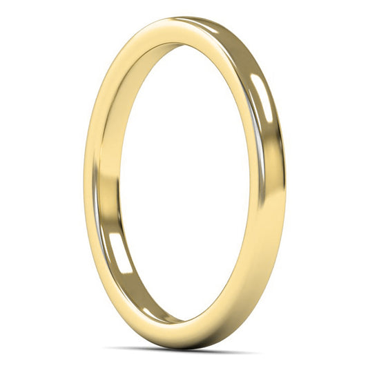 14ct Yellow Gold 2mm Medium Weight Cushion Court Wedding Ring