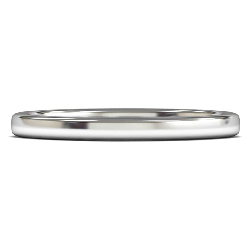 18ct White Fairtrade Gold 2mm Medium Weight Cushion Court Wedding Ring
