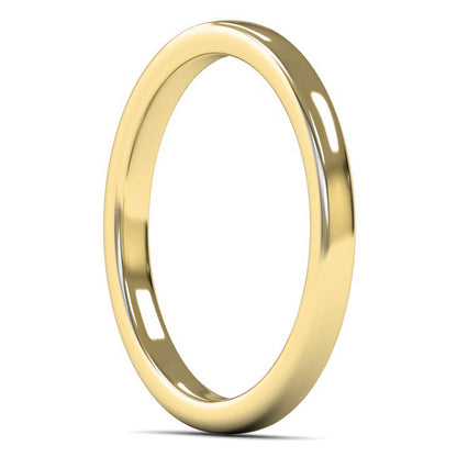 18ct Yellow Fairtrade Gold 2mm Medium Weight Cushion Court Wedding Ring