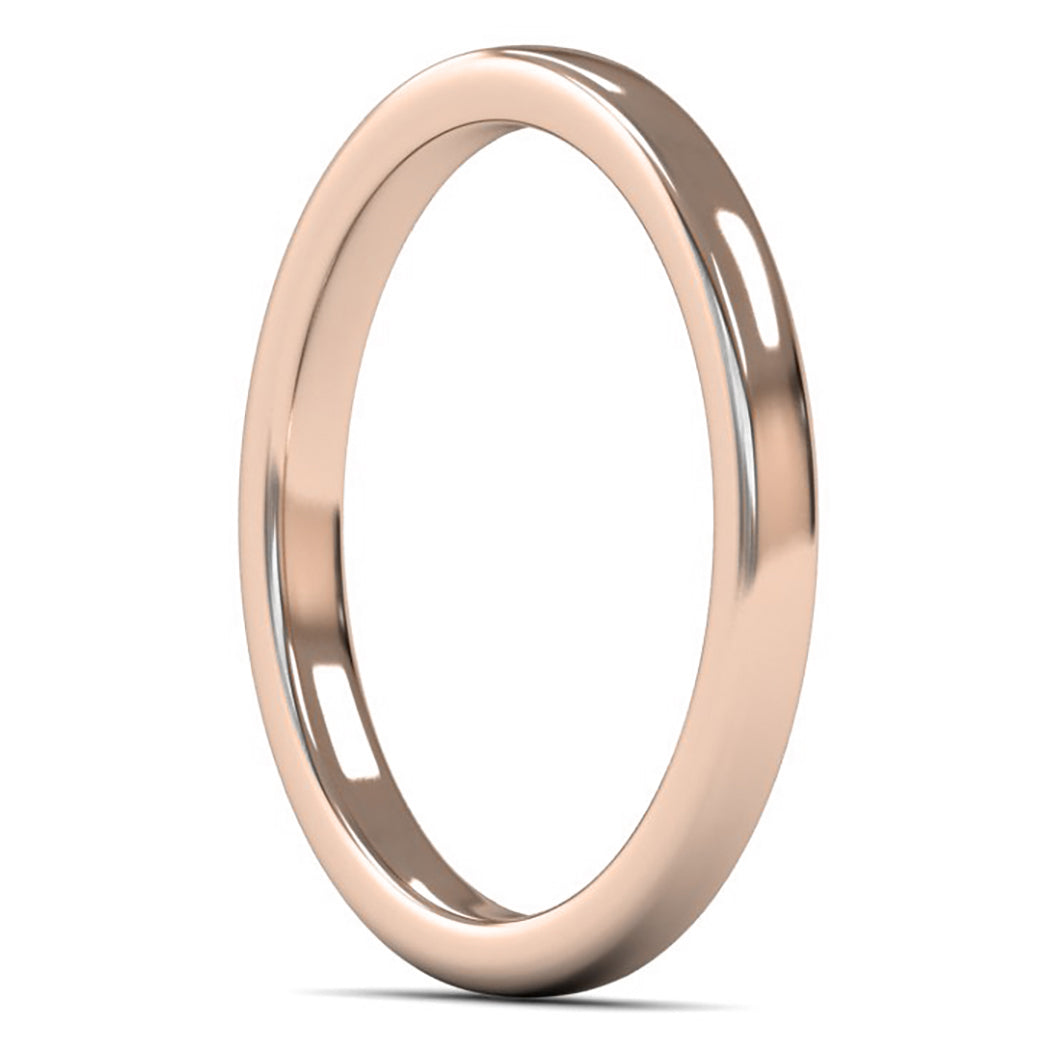 9ct Rose Fairtrade Gold 2mm Medium Weight Cushion Court Wedding Ring