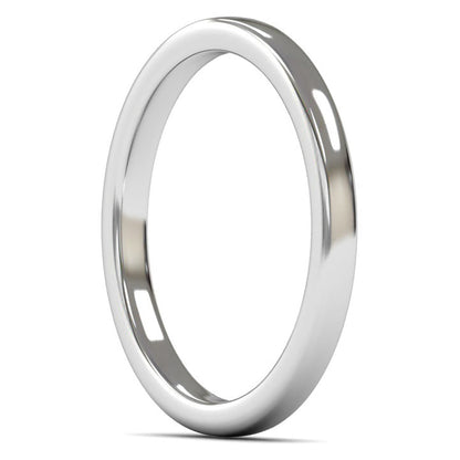 9ct White Gold 2mm Medium Weight Cushion Court Wedding Ring