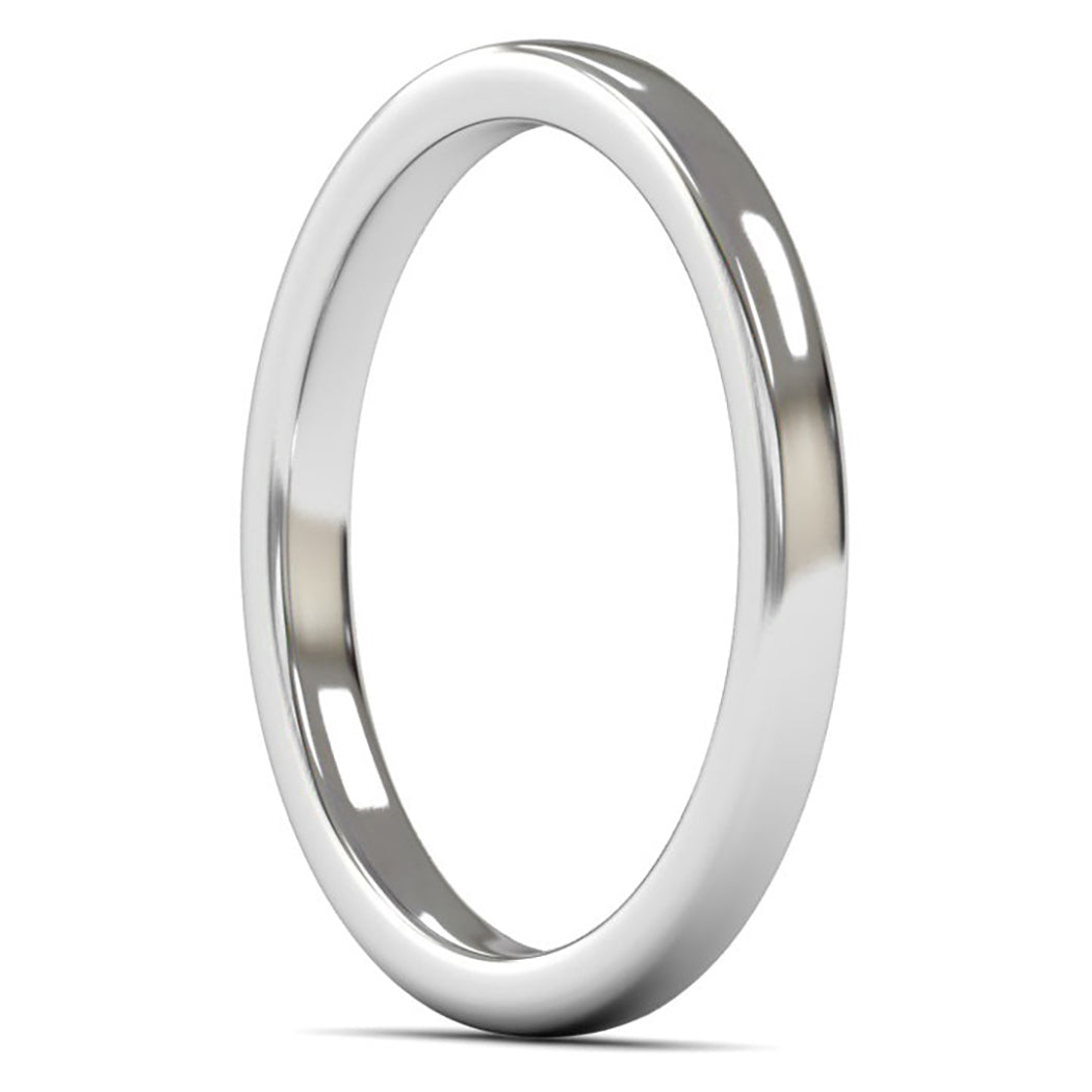 9ct White Fairtrade Gold 2mm Medium Weight Cushion Court Wedding Ring
