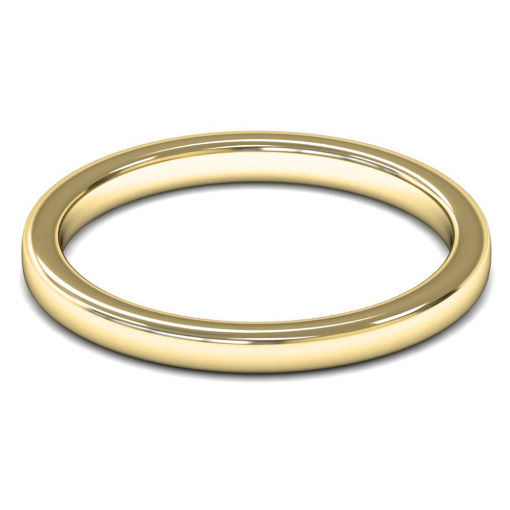 9ct Yellow Gold 2mm Medium Weight Cushion Court Wedding Ring