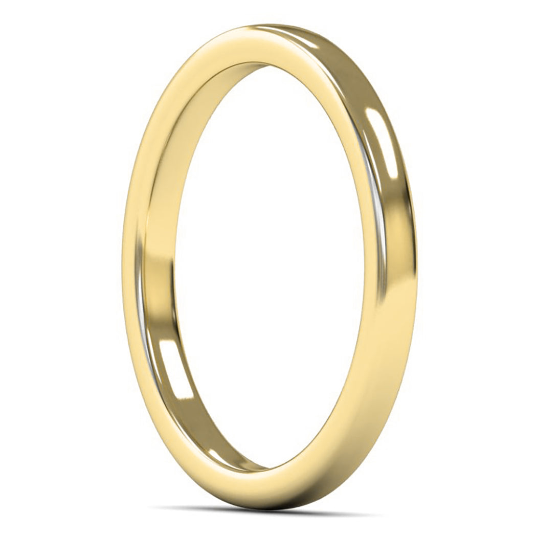 9ct Yellow Fairtrade Gold 2mm Medium Weight Cushion Court Wedding Ring