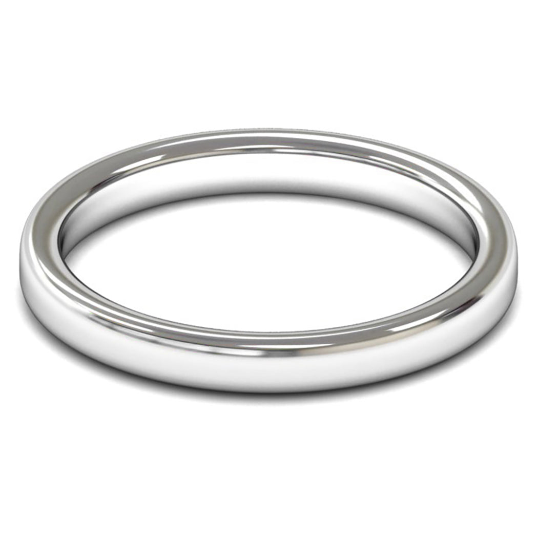 14ct White Fairtrade Gold 2.5mm Medium Weight Cushion Court Wedding Ring