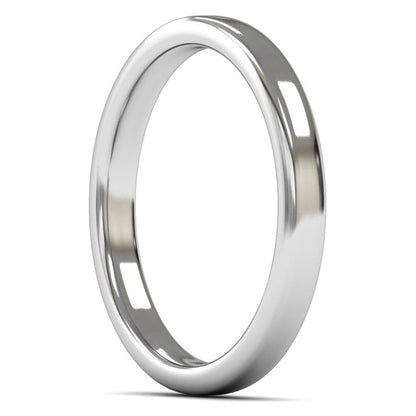 14ct White Fairtrade Gold 2.5mm Medium Weight Cushion Court Wedding Ring
