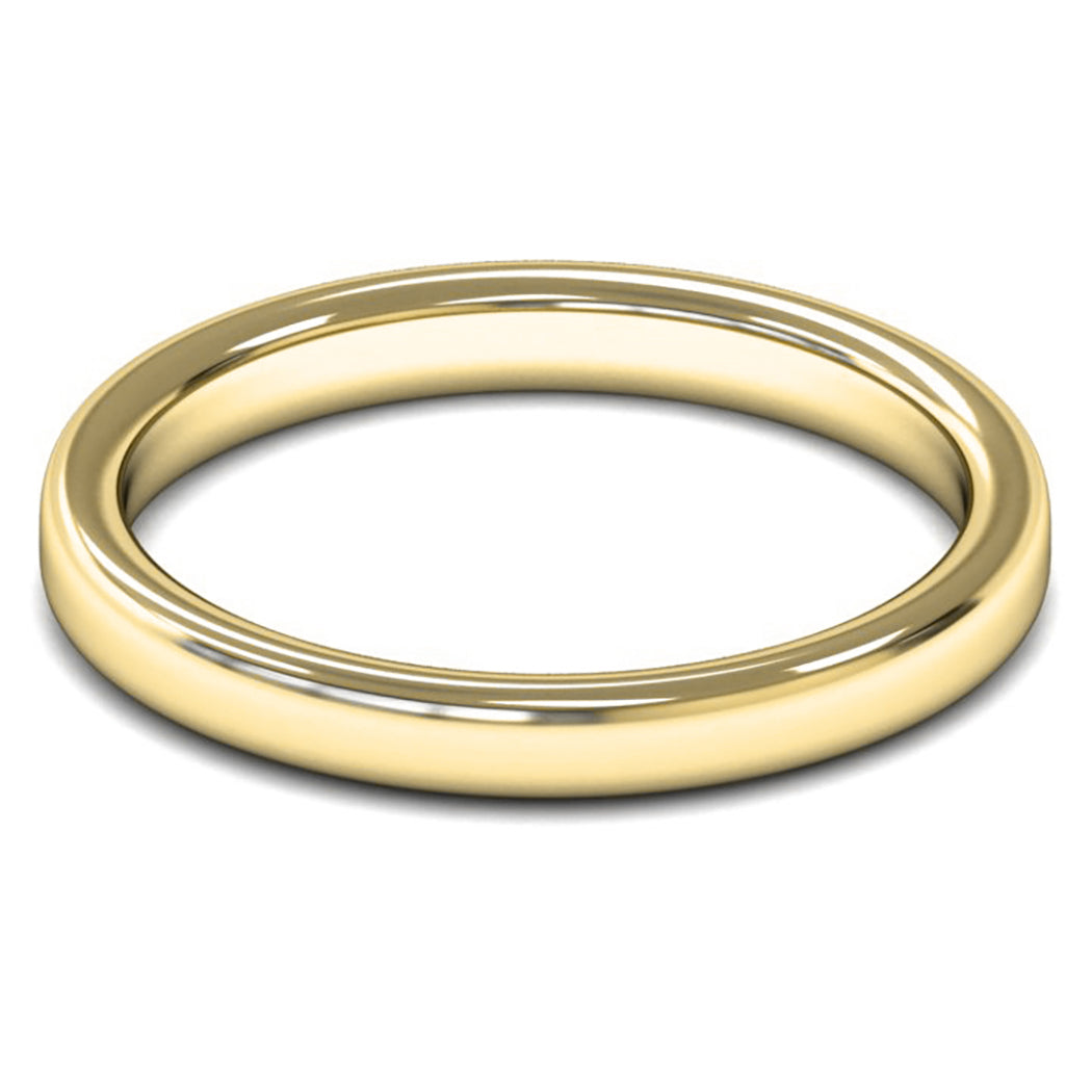 14ct Yellow Fairtrade Gold 2.5mm Medium Weight Cushion Court Wedding Ring