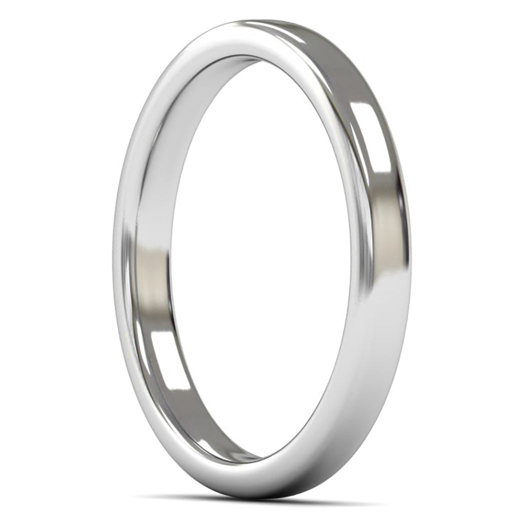 9ct White Fairtrade Gold 2.5mm Medium Weight Cushion Court Wedding Ring