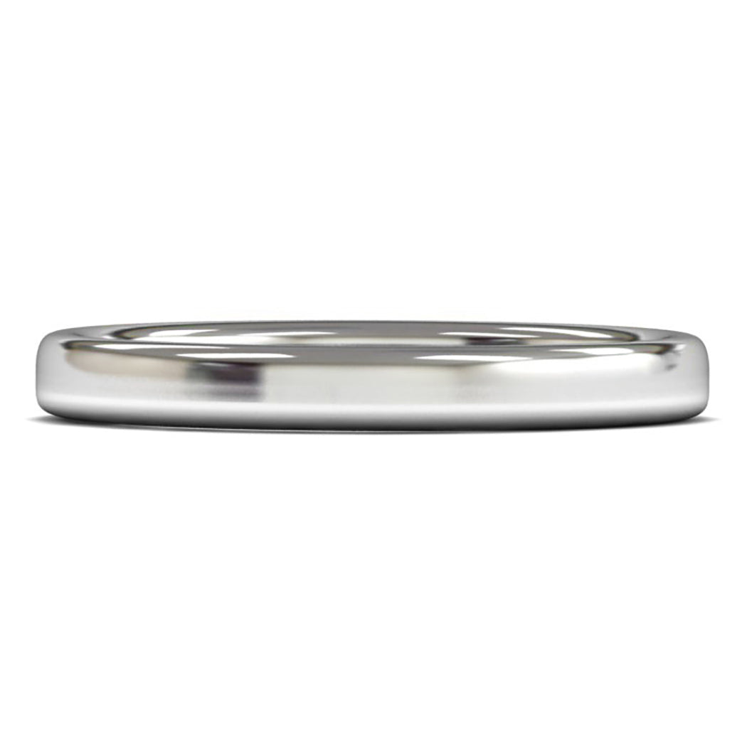 9ct White Fairtrade Gold 2.5mm Medium Weight Cushion Court Wedding Ring