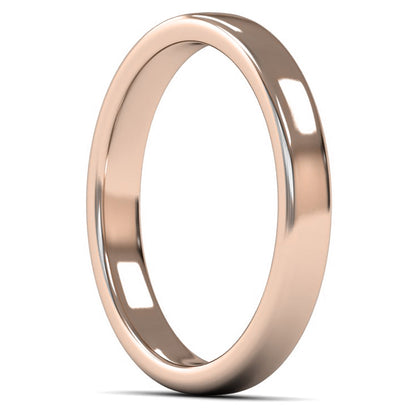 14ct Rose Gold 3mm Medium Weight Cushion Court Wedding Ring