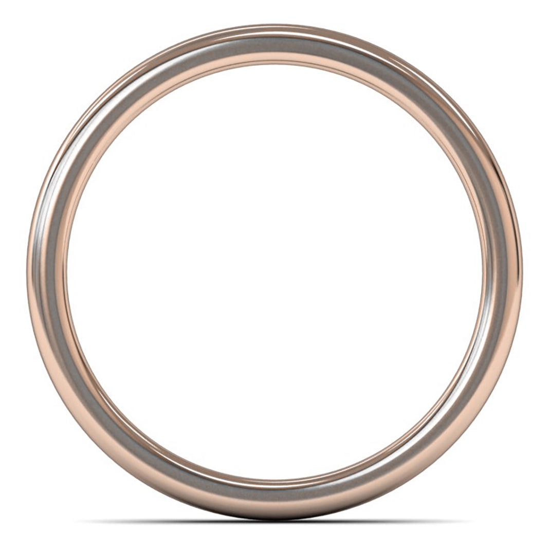 14ct Rose Gold 3mm Medium Weight Cushion Court Wedding Ring