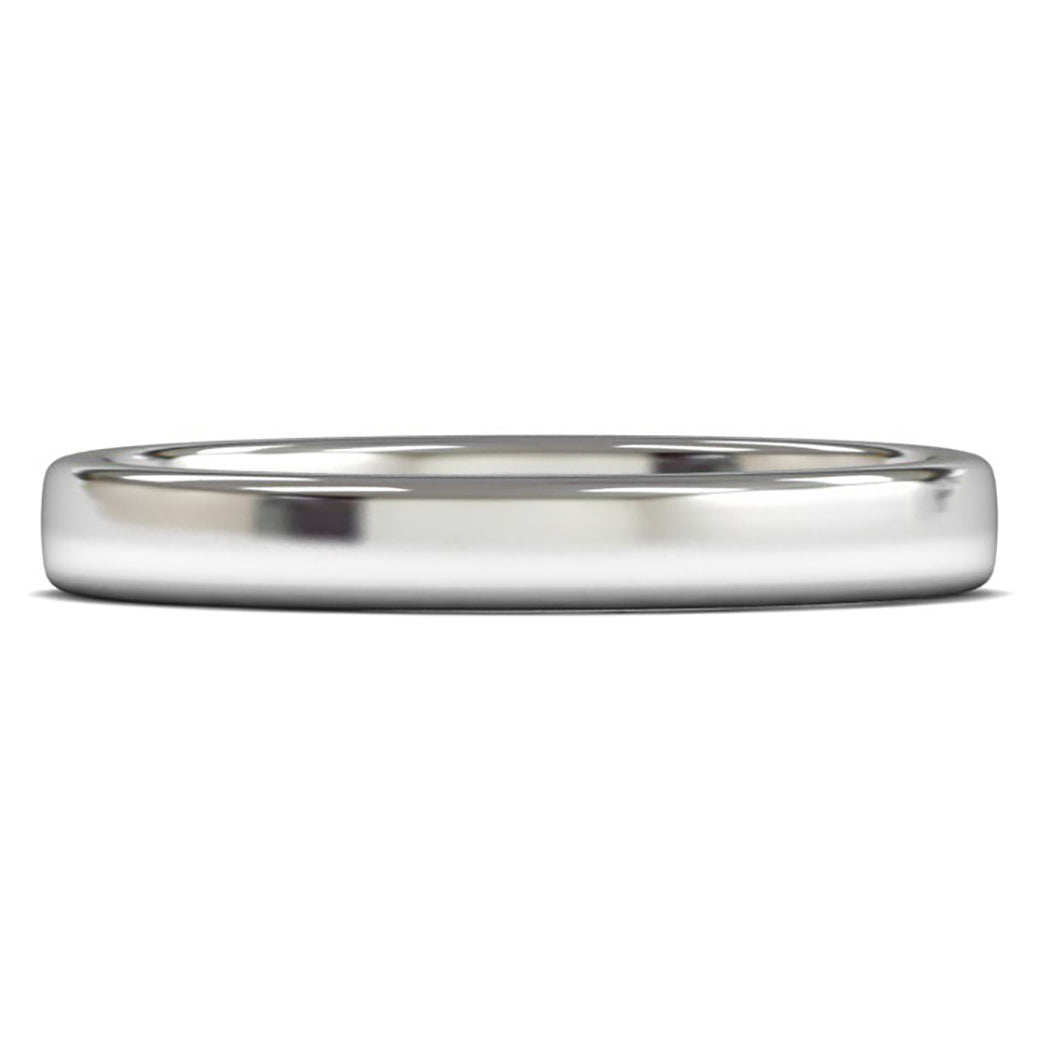 14ct White Gold 3mm Medium Weight Cushion Court Wedding Ring